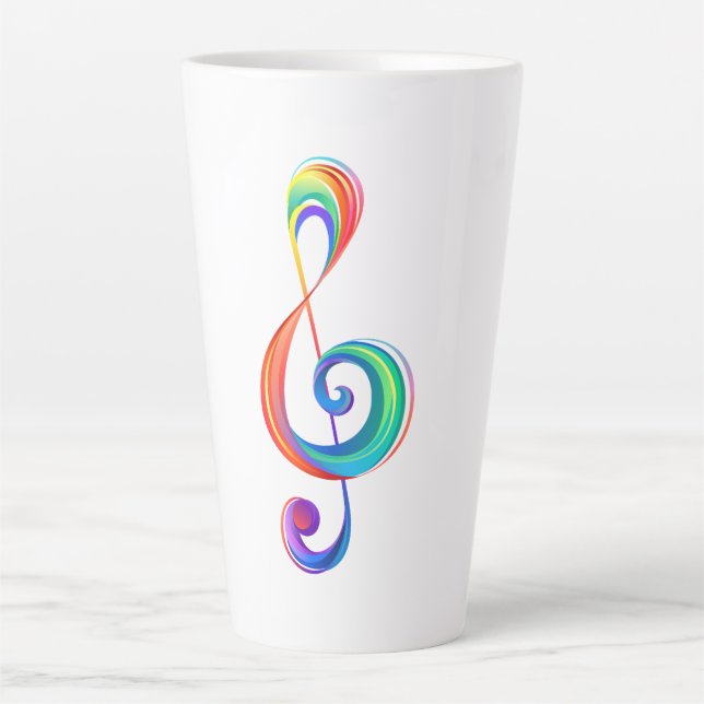 Caneca De Café Latte Clef (trecho de arco-íris) (Frente)