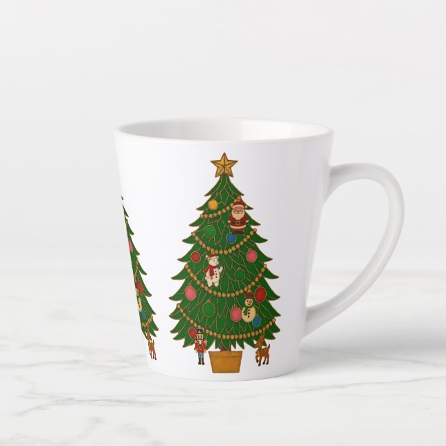 Caneca De Café Latte Cloisonne Art Christmas Tree Character Ornaments (Direita)