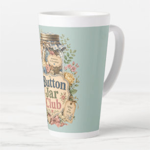 Caneca De Café Latte Clube da Jarra de Botões Colagem de Costura Cottag
