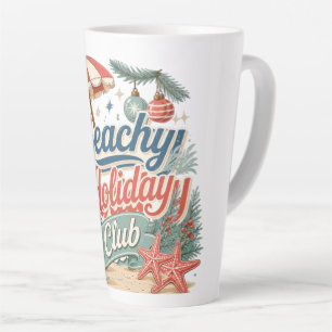 Caneca De Café Latte Clube de Férias à Beira-Mar Natalino Retrô