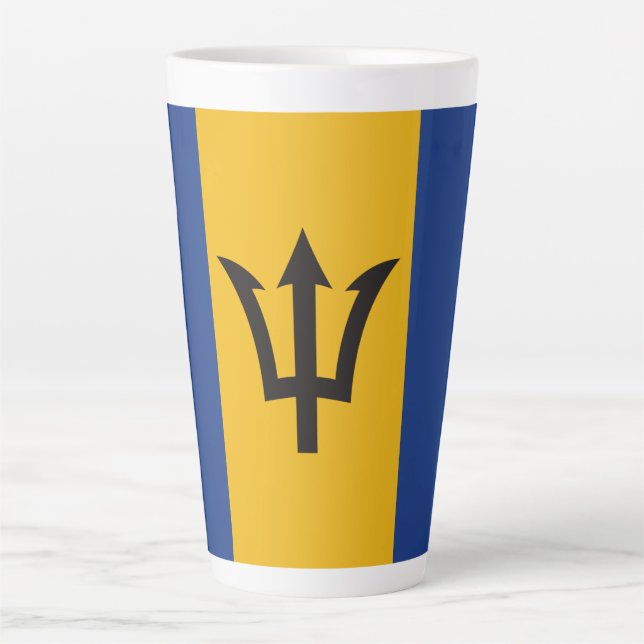 Caneca De Café Latte Cobertura Total da Bandeira Bajan Bárbara  (Frente)
