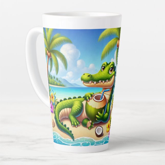 CANECA DE CAFÉ LATTE COCODRILLO COM ÁGUA COCO (Ângulo esquerdo)