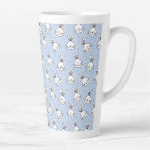 Caneca De Café Latte Coelhinho Coelho Cujo padrão de coelhos é festa de