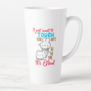 Caneca De Café Latte Coelhinho Engraçado e Fofo Eu Só Quero Tocar Na Su