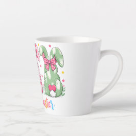 Caneca De Café Latte Coelhinhos da Páscoa divertidos