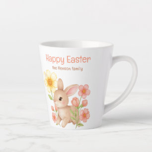 Caneca De Café Latte Coelho Aquarela Personalizado Feliz Páscoa 