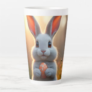Caneca De Café Latte Coelho da Páscoa Feliz na Magia da Primavera