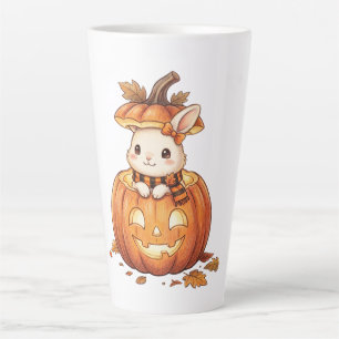 Caneca De Café Latte Coelho de Abóbora de Halloween Fofo - Coelho de Ou