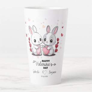 Caneca De Café Latte Coelho de Cartoon Bonito Amadurece o Dia do Namora