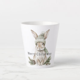 Caneca De Café Latte Coelho de Natal de Chapéu Verde