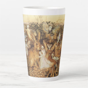 Caneca De Café Latte Coelho Entre as Fadas, Contos de Fadas Vintage