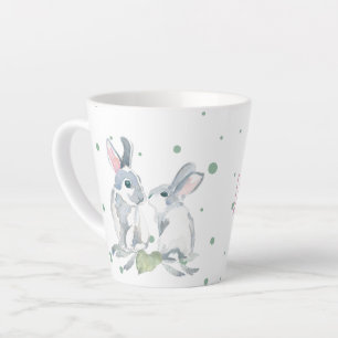 Caneca De Café Latte Coelho Personalizado Cachorro Verde Coelho
