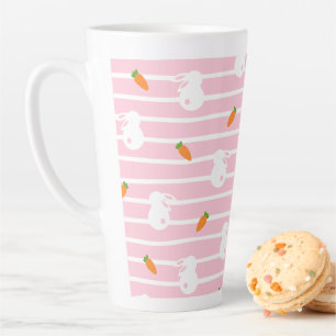 Caneca De Café Latte Coelho Rosa e Prato de Cenoura
