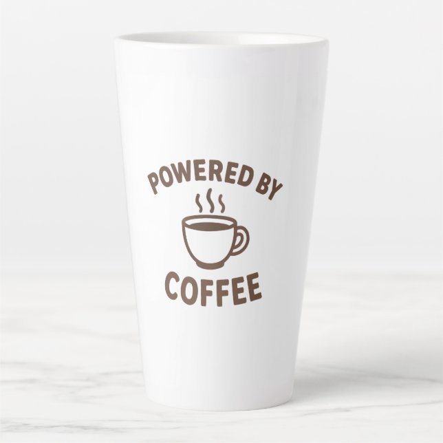 Caneca De Café Latte Coffee Mug - Design "Powered by Coffee" (Frente)