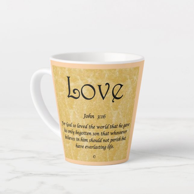 Caneca De Café Latte coffee mug-Love 3;16 (Ângulo esquerdo)