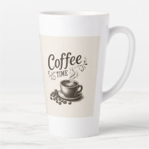 Caneca de Café Latte Coffee Time 12 & 17 oz