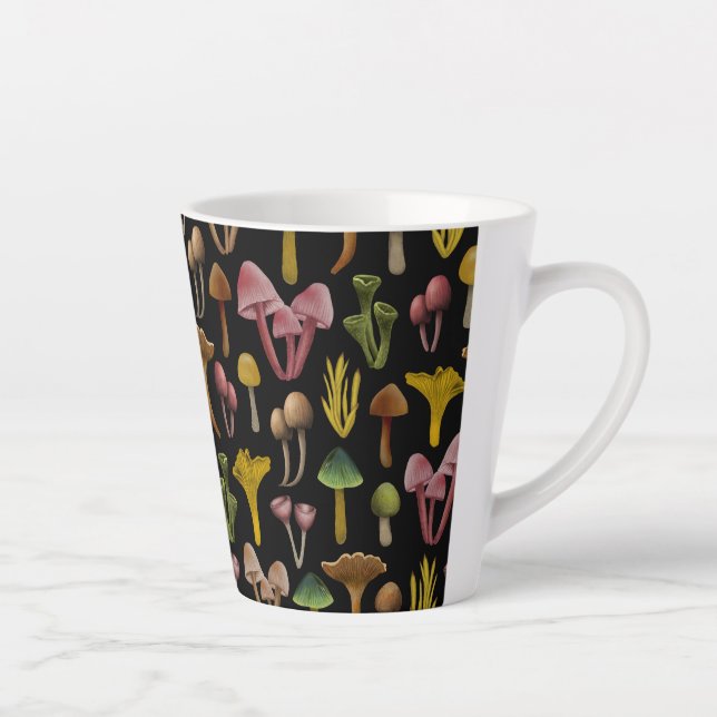 Caneca De Café Latte Cogumelos, Lichen e Fungos Coloridos (Direita)