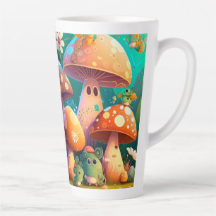Caneca De Café Latte Cogumelos lindos