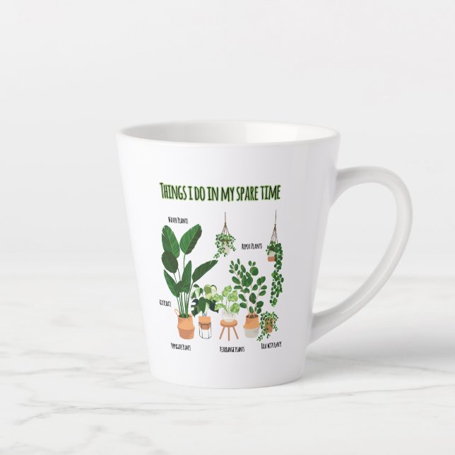 Caneca De Café Latte Coisas Que Eu Faço No Meu Tempo Livre - Jardineiro (Direita)