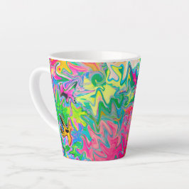 Caneca De Café Latte Colagem Colorida de Abstrato do Jardim da Flor Col