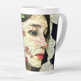 Caneca De Café Latte Colagem de Arte de Mulheres bonito