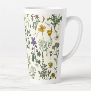 Caneca De Café Latte Colagem de flores silvestres