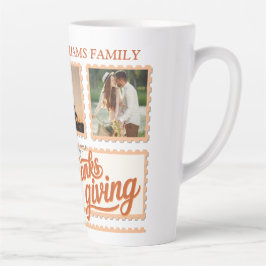 Caneca De Café Latte Colagem de Foto de Ação de Graças da Família Graça