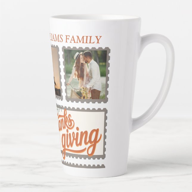Caneca De Café Latte Colagem de Foto de Ação de Graças da Família Graça (Direita)