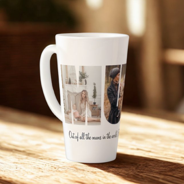 Caneca De Café Latte Colagem de Fotografias de mãe (Criador carregado)