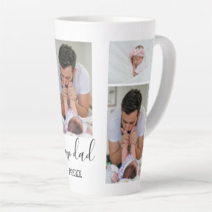Caneca De Café Latte Colagem de Fotografias do novo papai 5 Personaliza