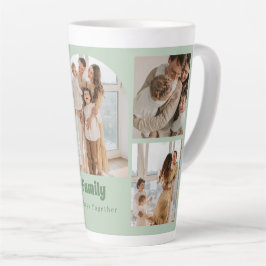 Caneca De Café Latte Colagem de Fotos da Família - 5 Fotos e Texto Pers