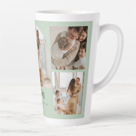 Caneca De Café Latte Colagem de Fotos da Família - 5 Fotos e Texto Pers