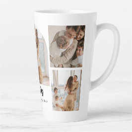 Caneca De Café Latte Colagem de Fotos da Família - 5 Fotos e Texto Pers
