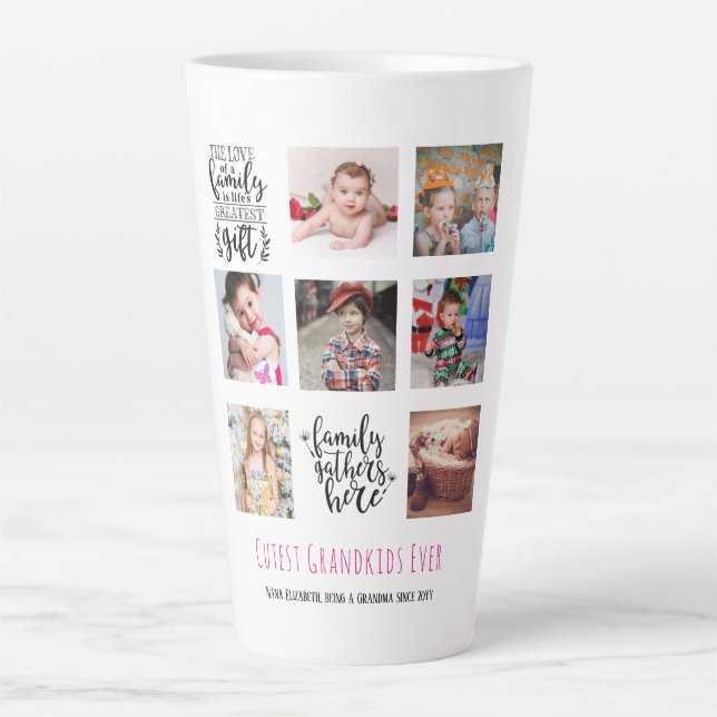 Caneca De Café Latte Colagem de Fotos da Família Orçamentária Oferta Mã (Frente)