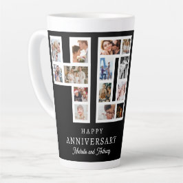 Caneca De Café Latte Colagem de Fotos de 40º Aniversário de Casamento