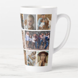 Caneca De Café Latte Colagem de Fotos de Amigos da Família