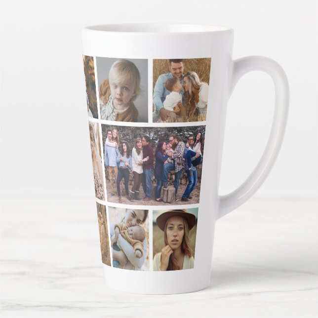 Caneca De Café Latte Colagem de Fotos de Amigos da Família (Direita)
