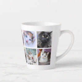 Caneca De Café Latte Colagem de Fotos de Animais de Estimação da Famíli