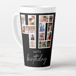 Caneca De Café Latte Colagem de Fotos de Aniversário de 40 anos