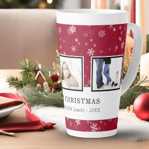 Caneca De Café Latte Colagem de Fotos de Natal Família Floco de Neve Ve