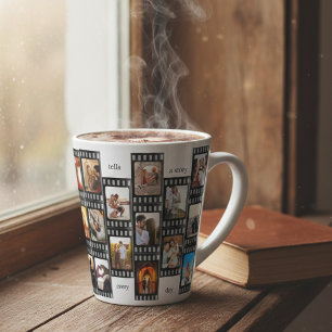 Caneca De Café Latte Colagem de Fotos em Faixa de Filme Personalizada c