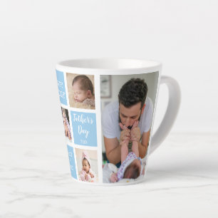 Caneca De Café Latte Colagem de Fotos Feliz do Céu Azul do Primeiro Di