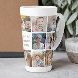 Caneca De Café Latte Colagem de Fotos Instagram do Melhor Nome da Avó d