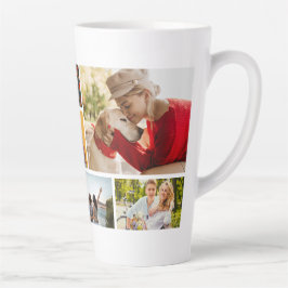 Caneca De Café Latte Colagem de Fotos Múltiplas Nome Personalizado Mode