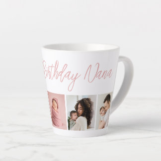 Caneca De Café Latte Colagem de fotos personalizadas Feliz Aniversário