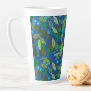 Caneca De Café Latte Colagem de Papel Padrão Floral Mínimo de Berries