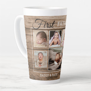 Caneca De Café Latte Colagem Fotográfica do Primeiro Dia de os pais 7