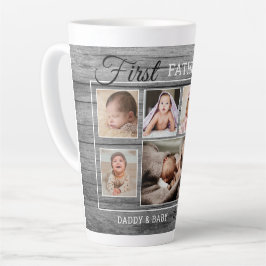 Caneca De Café Latte Colagem Fotográfica do Primeiro Dia de os pais 7 C