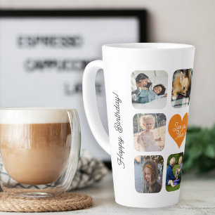 Caneca De Café Latte Colagem multifoto personalizada ama sua mãe
