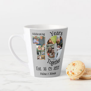 Caneca De Café Latte Colagem personalizada de 10 anos de casamento 11